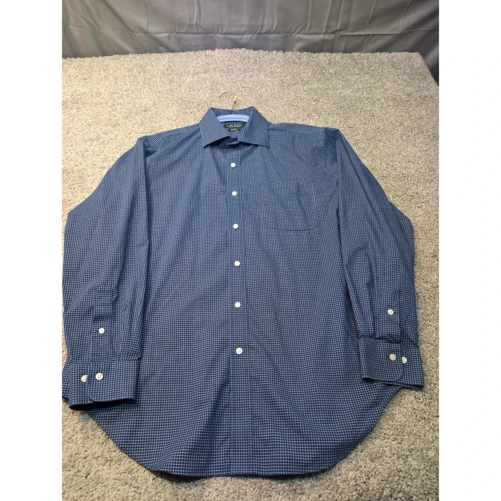 Lauren Ralph Lauren Men Classic Fit Non Iron Blue Gingham Dress Shirt‎ 17 34 35